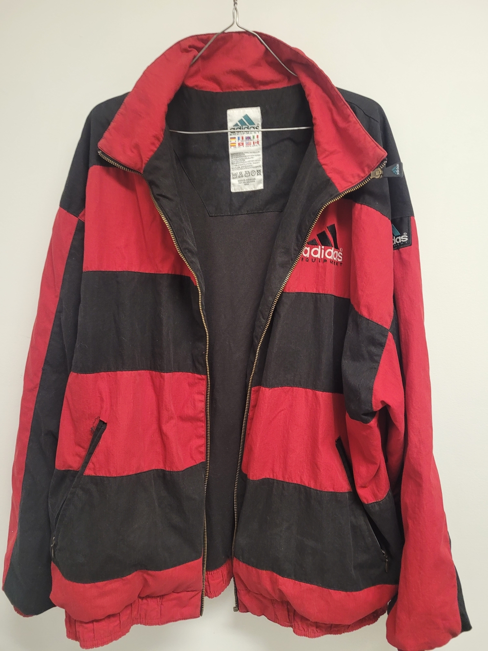 Adidas Men’s Red & Black Vintage Stripe thick Cotton  Jacket
